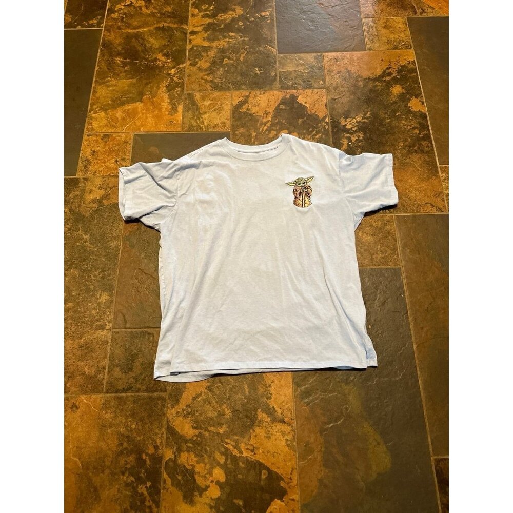 Xl grogru Star Wars Baby Yoda embroided Light Blue Cotton Blend T-shirt